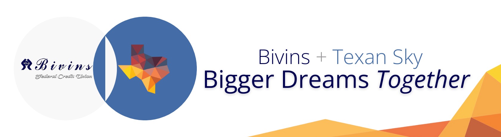 The merger of Texan Sky Credit Union and Bivins Credit Union is a positive step forward, bringing together two organizations with shared values and a strong commitment to member service. Visit our FAQ page for more information!