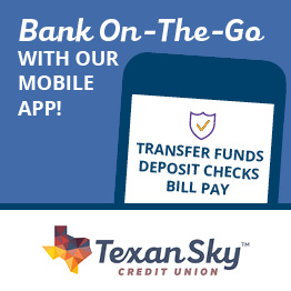 Download our mobile app for banking at your fingertips! Transfer funds, deposit mobile checks and more!
